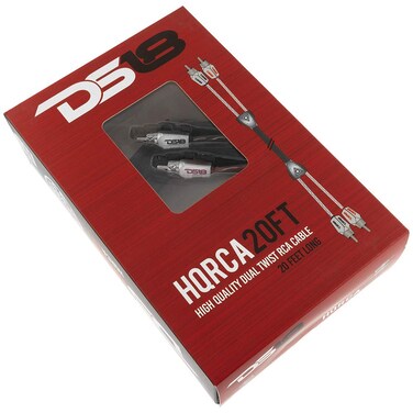 DS18 HQRCA-20FT RCA Stereo Audio Cable/Cord 20 feet Dual Twist Wire for Noise Rejection   2 RCA Male to 2 RCA Male Great for Amplifiers, AV Receivers, HI-FI, Level 1 100% OFC