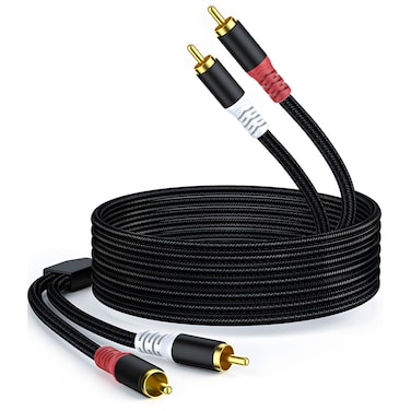 HOSONGIN RCA Cables 25ft [Hi-Fi Sound, Nylon Braided, Shielded], 2-Male to 2-Male RCA Audio Stereo Subwoofer Cable Auxiliary Cord for Home Theater, HDTV, Amplifiers, Hi-Fi Systems, Speakers