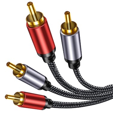 2RCA Cable Braided 6 ft: Hi-Fi Sound Double Layer Shielded Zinc Alloy Case Male 2rca Stereo Audio Cord for Home Theater, HDTV, Amplifiers, Hi-Fi Systems, Car Audio, Speakers 6ft