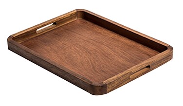 Kalmar Home Acacia Wood Rectangular Serving Tray, 18" x 14" x 2