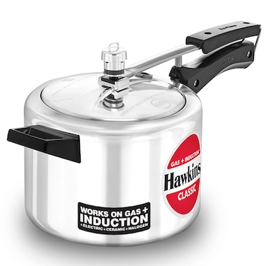 Hawkins Classic 4-Liter inner lid aluminum pressure cooker, induction cooker, wide design pan cooker, best cooker, silver (ICL40 (4 Liter))
