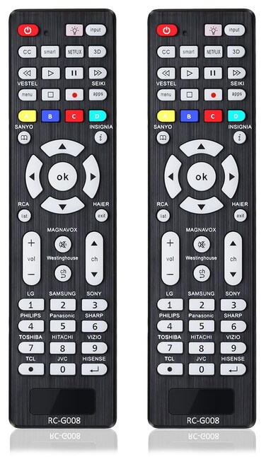 2PCS New Universal TV Remote Control (with Fluorescent Buttons) Replacement for TCL, Samsung, Insignia, LG, Hisense, Sony, Philips, Vizio, Sharp, Panasonic, Sanyo, LCD LED 3D HDTV Smart TV Remote