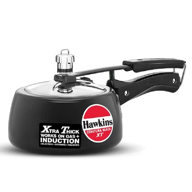 Hawkins 1.5 Litre Contura Black Xt Pressure Cooker, Hard Anodised Inner Lid Cooker, Small Induction Cooker, Extra Thick Handi Cooker, Black (Cxt15), 1.5 Liter