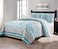 Mk Collection 3pc Full/Queen Size Bedspread Quilt Over Size 106" x 95" Aqua Turquoise Coastal Plain Grey Green White Elegant Design # Oslo Aqua