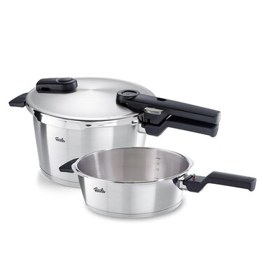 Fissler Vitaquick Premium 2 Piece Set, 2.6 Quart Pressure Skillet and 4.8 Quart Pressure Cooker