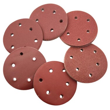 Sipery 60Pcs Sanding Discs 6 Holes 5 inch Hook and Loop Sanding Discs 60/80/120/240/320/600 Grit Flocking Sandpaper for Random Orbital Sander
