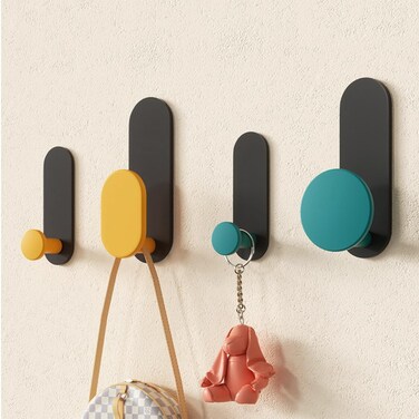 Towel Hooks for Bathroom Wall Mounted,Heavy Duty Waterproof Adhesive Coat Hooks Robe Hooks Cabinet Clothes Black Hanging Hooks for Bathroom Bedroom Kitchen Hotel Pool(4 Packs)