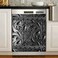 Black Floral Dishwasher Magnet Metal Flower Cover, Engraved Dark Pattern Sticker for Fridge, Refrigerator Magnetic Panel Decals, Home Appliances Cabinet Magnets