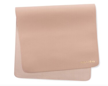 Ava + Oliver Vegan Leather Baby Changing Mat (16 X 30 in) - Multipurpose Wipeable and Portable Diaper Changing Mat - Foldable Travel Changing Mat (Pink Sand)