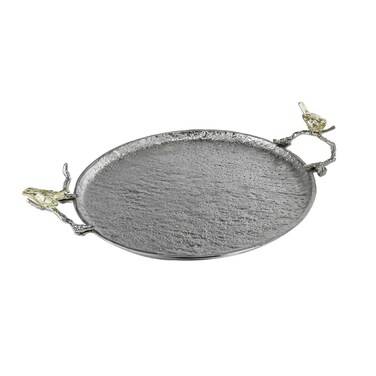 A&amp;B Home Aluminum Serving Platter with Bird Handles