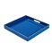 MAONAME Decorative Tray, Royal Blue Serving Tray with Handles, Coffee Table Tray, Square Plastic Tray for Ottoman, Bathroom, Kitchen, 13"x13"x1.57