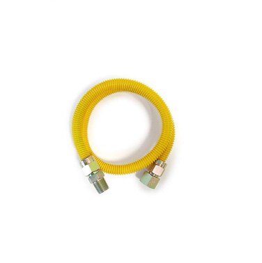 EZ-Fluid 24" Tankless Water Heater Full Port Gas Flex Line,Yellow Epoxy Coated 3/4"MIP x 3/4"FIP (1"OD) Full Flow,High Btu,Flexible Gas Connector Hose Supply For Commercial,Residential (1