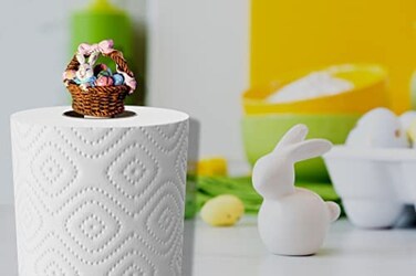 Holiday Kitchen Decor-Unique Paper Towel Holder-Interchangeable Seasonal Decorations Kitchen Paper Towel Stand -Farmhouse Rustic Paper Towel Holder(Spring Paper Towel Holder with 3 Spring Tops)