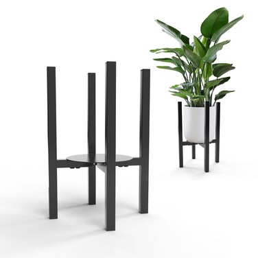 2-Pack Adjustable Indoor Outdoor Plant Stand - Black Heavy Duty Metal Plant Holder,Mid Century Flower Stand Fits 6- To 11.8-inch Plant Pots,Floor Planter Stands That Can Hold Over 150 lbs,Anti-rust