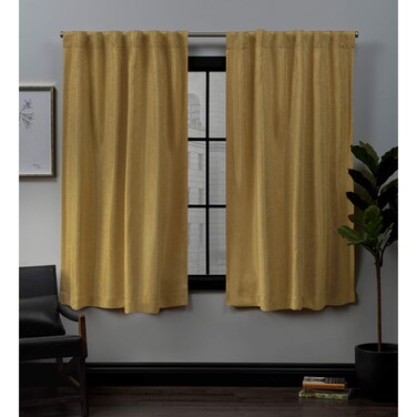 Exclusive Home Curtains Lancaster Basketweave Woven Blackout Hidden Tab Top Curtain Panel Pair, Honey Gold, 52x63
