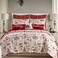 Levtex Home - Yuletide Quilt Set - Full/Queen Quilt (88x92in.) + Two Standard Pillow Shams (26x20in.) - Christmas Holiday Script - Red and Cream - Reversible - Cotton