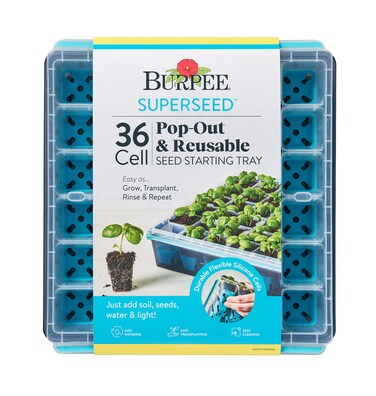 Burpee SuperSeed Seed Starting Tray   36 Cell Reusable Seed Starter Tray   for Starting Vegetable, Flower &amp; Herb Seeds   Indoor Grow Kit for Plant Seedlings   for Germination Success