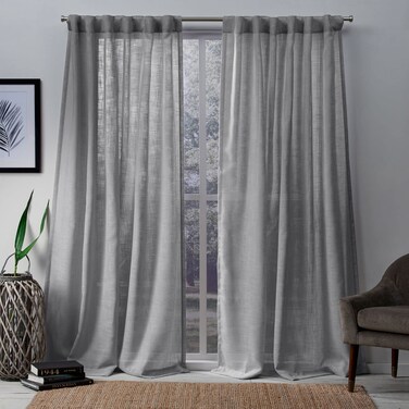 Exclusive Home Curtains Bella Window Curtain Panel Pair with Hidden Tab Top, 54x84, Silver, 2 Count