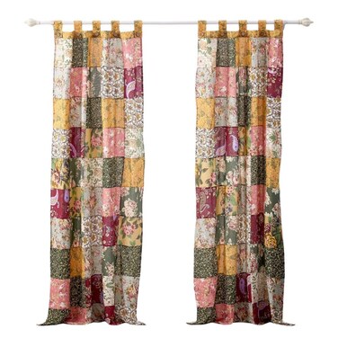 Greenland Home Antique Chic Authentic Patchwork Curtain Panel Set, 84 x 84 inches, Includes Two (2) 42 W x 84 L Panels