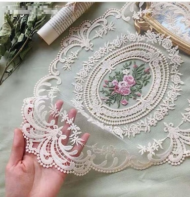 4 Pack Retro Lace Placemats, French Crochet Doilies, Handmade Embroidered Table Mats, 12x16-in Beige Place Mats Cup Mat