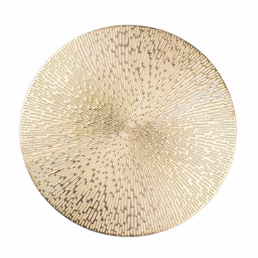 Round Placemats Gold Metallic Set of 6 Vinyl Hollow Placemats 15 Inch, Washable Easy Clean Wipeable Non Slip Stain Heat Resistant Dinning Table Place Mats for Wedding Party Decoration by Snowkingdom