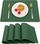 Vinjiasin Placemats Set of 4 Green Leather Place Mats for Indoor Outdoor Waterproof Wipeable Heat Resistant Reversible Kitchen Dining Table Mats Easy to Clean Christmas