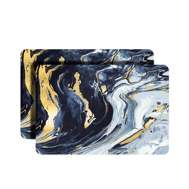 Dainty Home Navy Gold Agate Marble Rectangle Cork Placemats - Heat Resistant Placemats, Non-Slip, Easy Clean Placemats for Elegant Dining - 12"x18" Set of 2 - Perfect for Stylish, Modern Homes