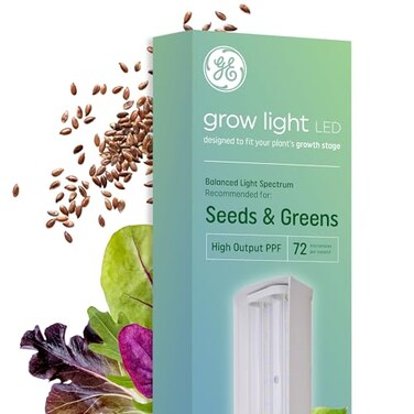 GE LED Grow Light for Indoor Plants, Integrated LED Light Fixture for Seeds and Greens, Balanced Light Spectrum, 25,000 Hours Lifespan, 72 PPF, 24 Inches, 1 Pack (Packaging May Vary)