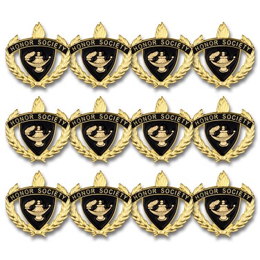 SHOP AWARDS AND GIFTS Honor Society Badge Enamel Lapel Pins, Appreciation, Reward, School, Bulk Pack of 12, Poly Bagged, 1 Inch
