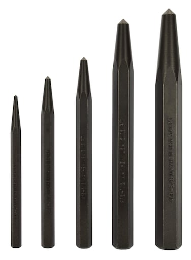 Mayhew Tools 62214 Center Punch, 5-Piece Set, Black Oxide Finish