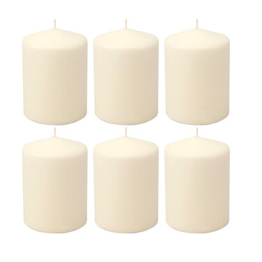 Stonebriar 35 Hour Long Burning Unscented Pillar Candles, 3x4, Ivory