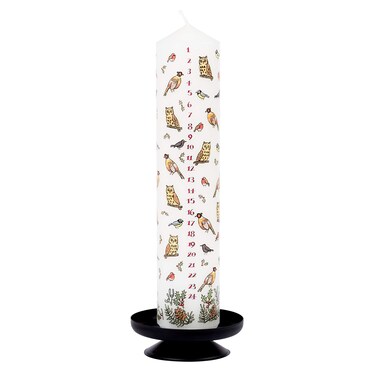 Alison Gardiner Winter Birds Advent Candle - Handcrafted Wax Pillar Candle for Christmas Countdown - Traditional Christmas Candle with 50 Hour Burn Time - Made in Englan