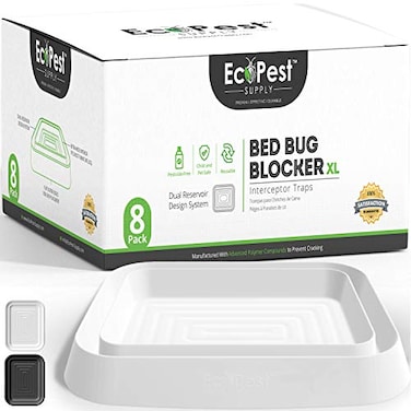 Bed Bug Interceptors &acirc;&euro;&ldquo; 8 Pack   Bed Bug Blocker (XL) Interceptor Traps   Extra Large Insect Trap, Monitor, and Detector for Bed Legs (White)