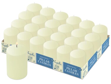 Hyoola Ivory Pillar Candles 2x3 Inch - 24 Pack Unscented Bulk Pillar Candles - European Made
