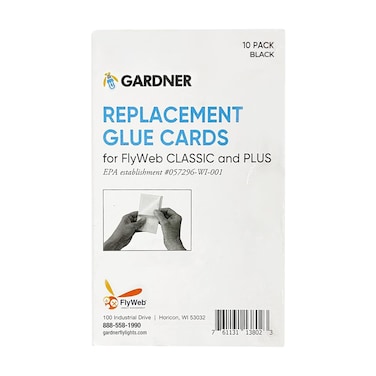 Gardner - FlyWeb Fly Light Glue Boards 1 Pack of 10 Replacement Glue Boards Flyweb Classic Fly Light - Trap Fruit Flies, Mosquitoes, Bugs and Other Flying Insects(Black)
