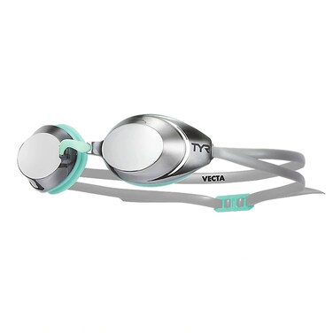 TYR Vecta Racing Swim Googles Adult Fit, Mirrored Silver/Teal
