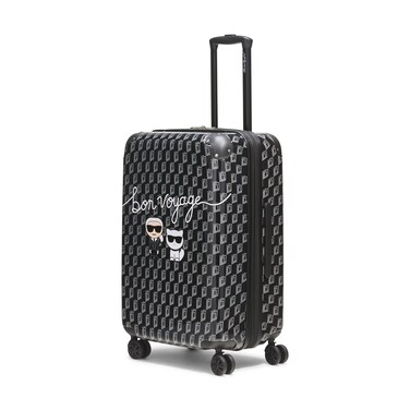 Karl Lagerfeld Paris Expandable Spinners Hardside Bon Voyage Suitcase, Black/Grey