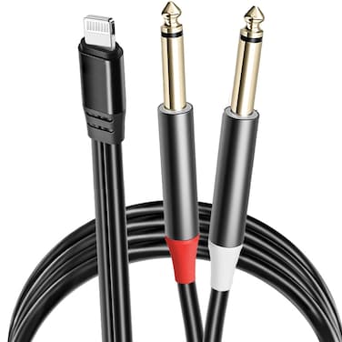 TIEDXIOY 1/4 TS 6.35mm Audio Cable for iPhone, 4FT Dual 6.35mm Mono Stereo Y-Cable Splitter Compatible with iPad, iPhone for Amplifier, Mixer, Home Theater, Speaker, Mixing Console, ec