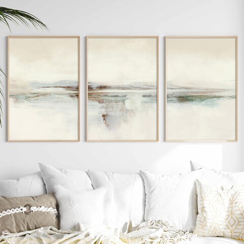 Abstract Seascape Canvas Wall Art Minimalist Neutral Abstract Ocean Painting Neutral Landscape Abstract Nature Prints Watercolor Landscape Minimalist Artwork Modern for Living Room 16x24inx3 No Frame