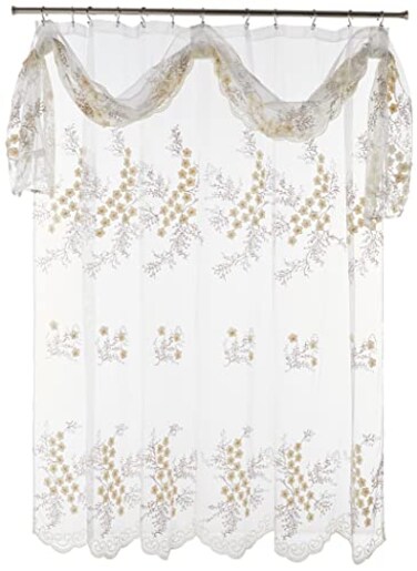 Popular Bath Bloomfield Sheer SC with Valance Shower Curtain, Beige