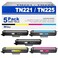 TN221 TN225 Toner Cartridge: MFC-9130cw Toner Replacement for Brother TN221/225 Toner Cartridge 5 Pack Compatible with MFC-9130cw HL-3170CDW MFC-9340CDW MFC-9330CDW HL-3140CW Printer, with 2 TN221BK