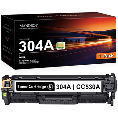 304A Black Toner Cartridge CC530A - Replacement for HP 304A Toner Color Laserj CM2320 MFP, Color Laserj CP2025 Series Printers (High-Yield, 1 Pack)