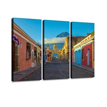 YKing1 Antigua City at Sunrise Wall Art Painting Pictures Print On Canvas Stretched &amp; Framed Artworks Modern Hanging Posters Home Decor 3PANEL