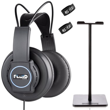 Fluid Audio Focus Headphone Mixing &amp; Playback System with Software Bundle with Audiomate Headphones Stand and 2x Cable Ties
