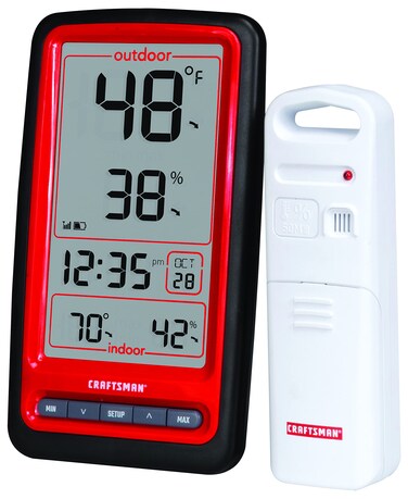 CRAFTSMAN Wireless Thermometer for Indoor/Outdoor Temperature with Humidity Sensor (CMXWDCR01137)