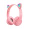 Kids Headphones, Cat Ear LED Light Up Bluetooth 5.0 Foldable Wireless Gaming Headset for Kids Adult, Comfortable Built-in Mic Noise Cancelling Over Ear Headphones(Pink)