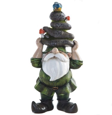 Outdoor Decorative Garden Statue,Gnome Held Stones with His Head