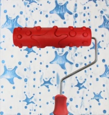 BUUEERR 7" DIY Patterned Paint Roller Decorative Rubber Roller with Plastic Handle (Model EG208)