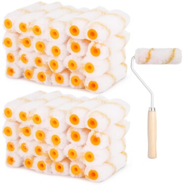 300 Pcs Mini Paint Roller Covers, 4" Microfiber Roller Covers with 1/2" Nap, Small Paint Brush Covers, Household Wall Painting Supplies, House Paint Repair Tool Kit for DIY Craft