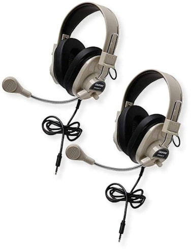 Califone 3066AVT Deluxe Multimedia Stereo Headset with to Go Plug, Rugged ABS Plastic Headstrap with Comfort Sling, Fully Adjustable Headband, Pack of 2